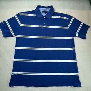 Tommy Hilfiger Blue and White Striped Polo Shirt XL